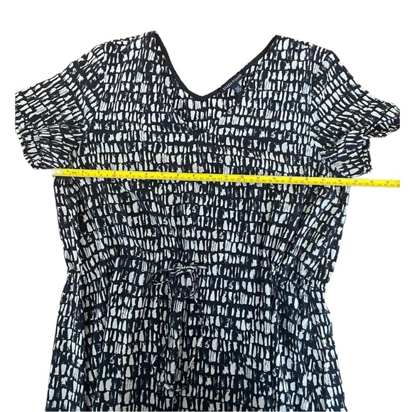 Eileen Fisher Silk printed Tie Waist, Drawstring Dress black and white size S - Picture 10 of 13